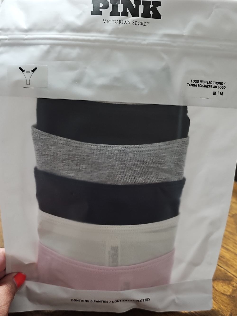 Pink Victoria's Secret High Leg Thong 5 Pack Panties Medium